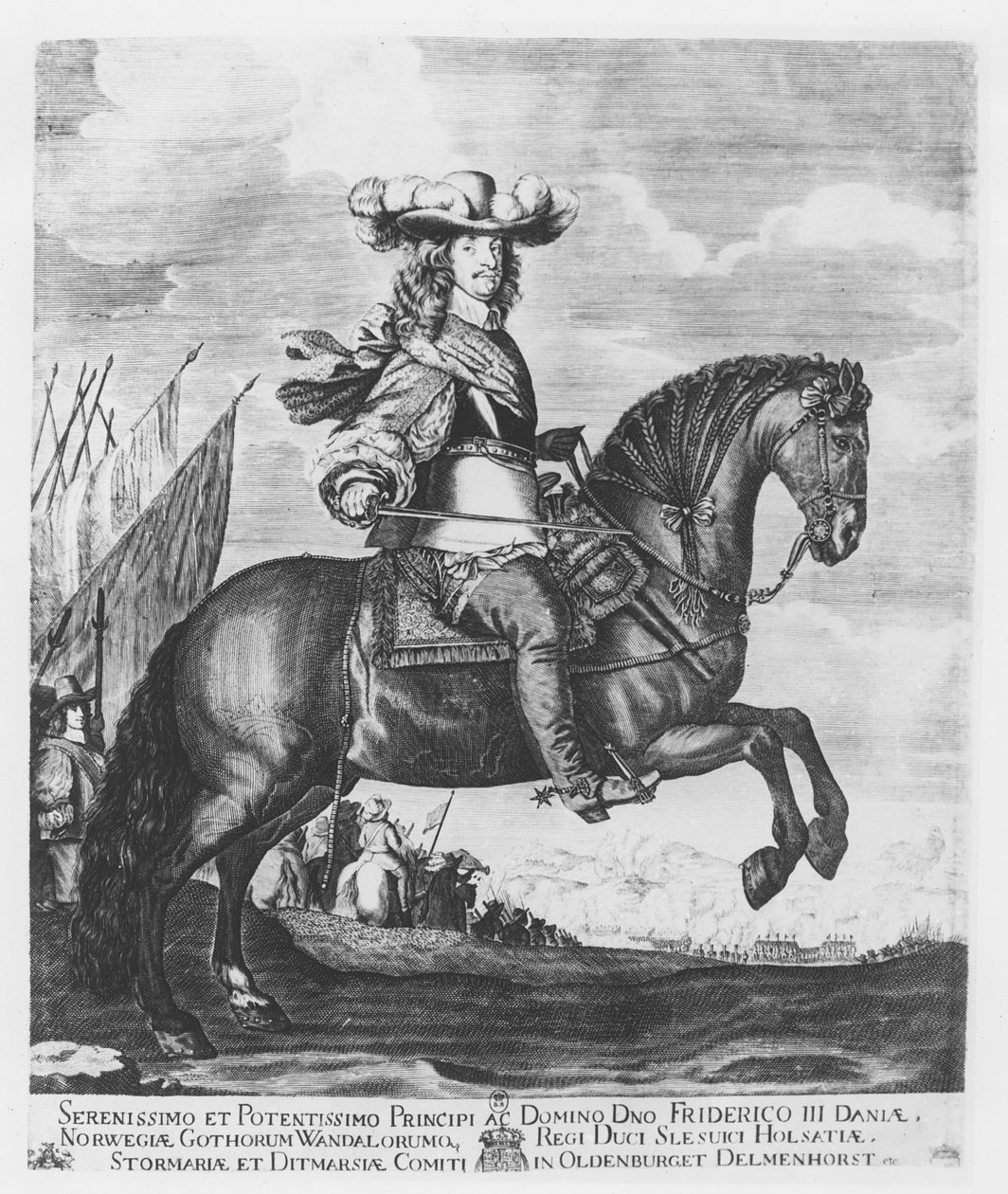 Fredrik III av Danmark och Norge (gravyr) av French School