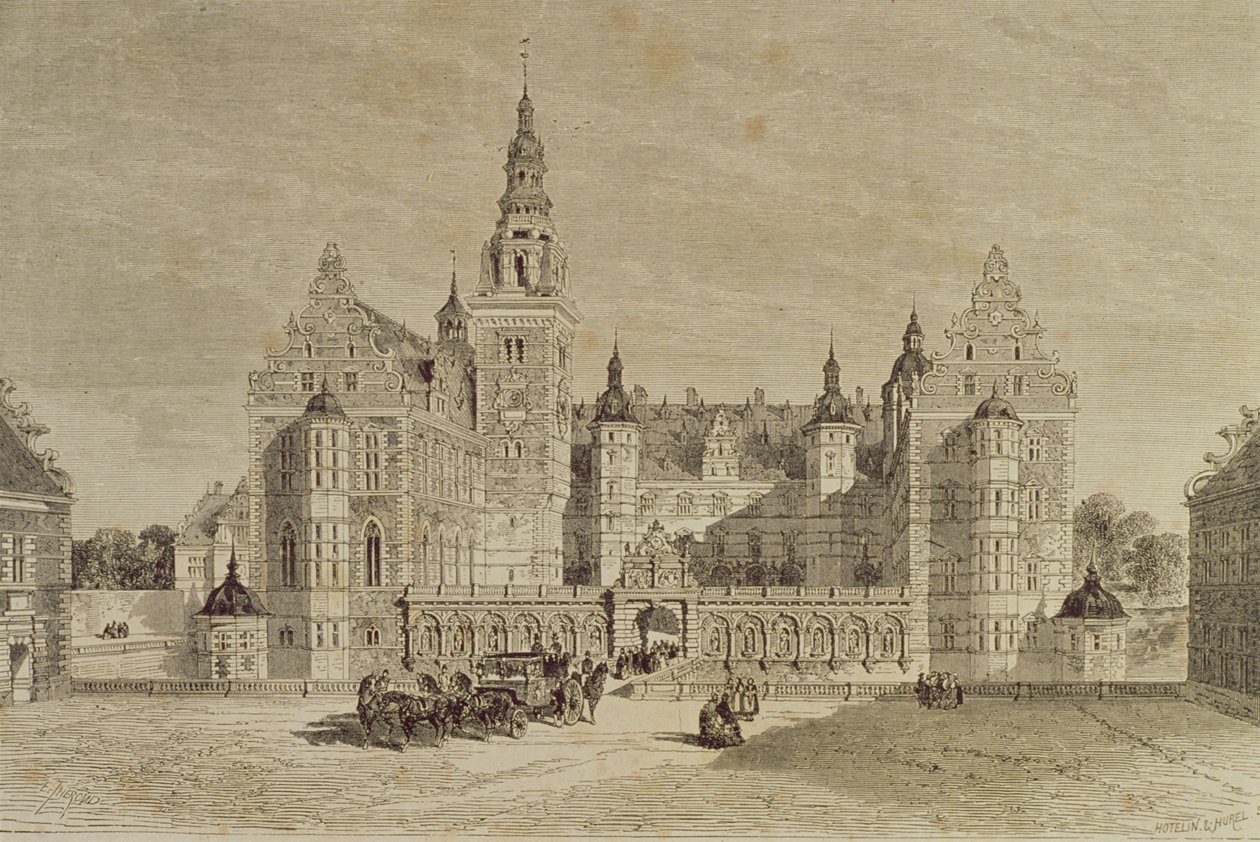Frederiksborgs slott, Hilleröd, Danmark, 1850-talet, från `Le Tour du Monde, publicerat Paris, 1860-talet av French School