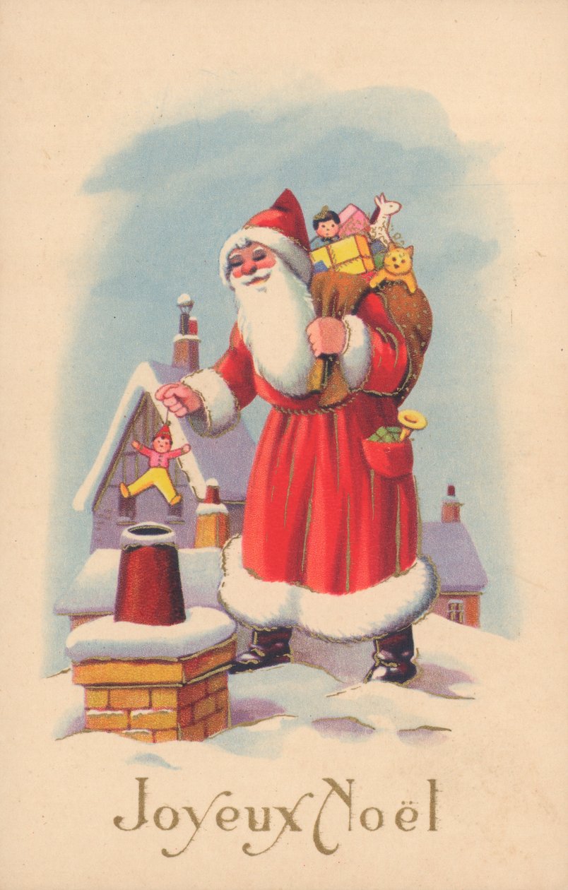 Franskt julkort (färglitografi) av French School