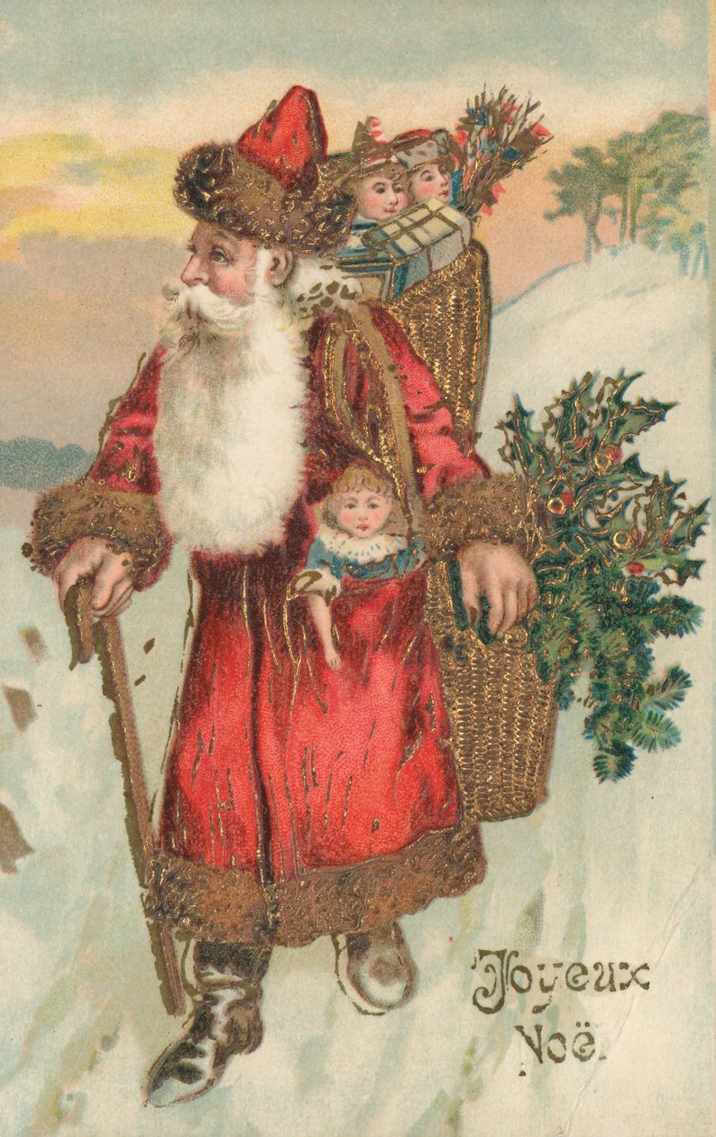 Franskt julkort (färglitografi) av French School
