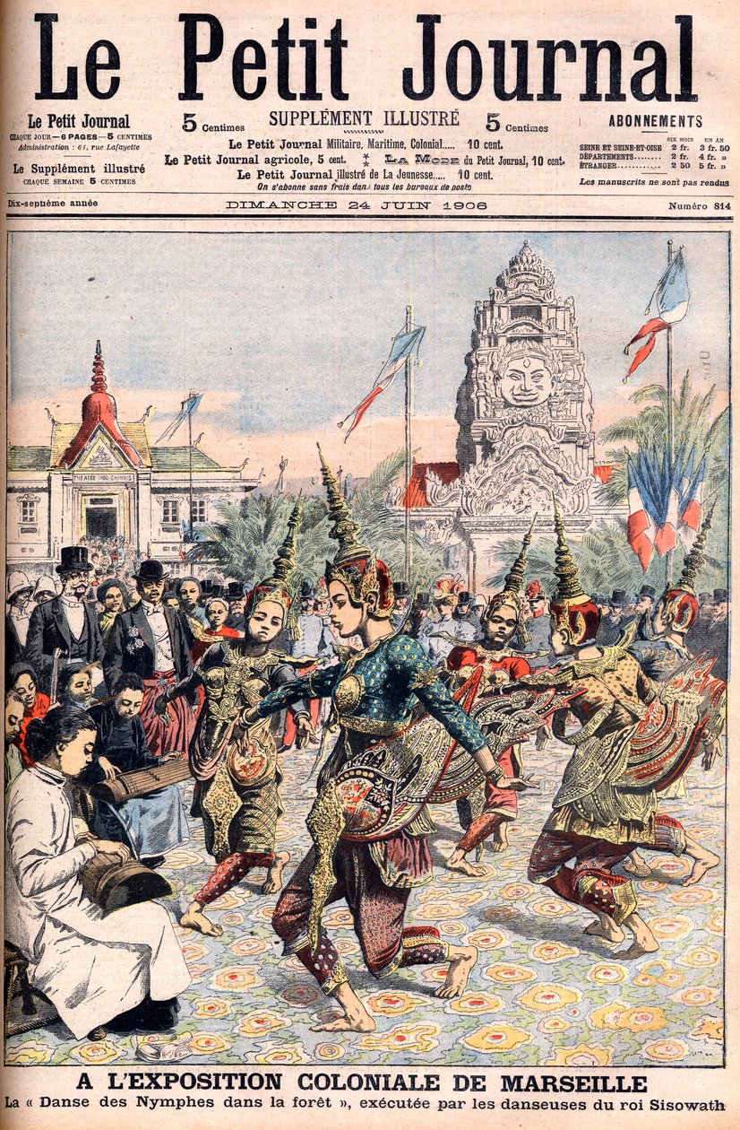 Fransk kolonialutställning i Marseille - Illustration för Le Petite Journal, 24 juni 1906 (gravyr) av French School