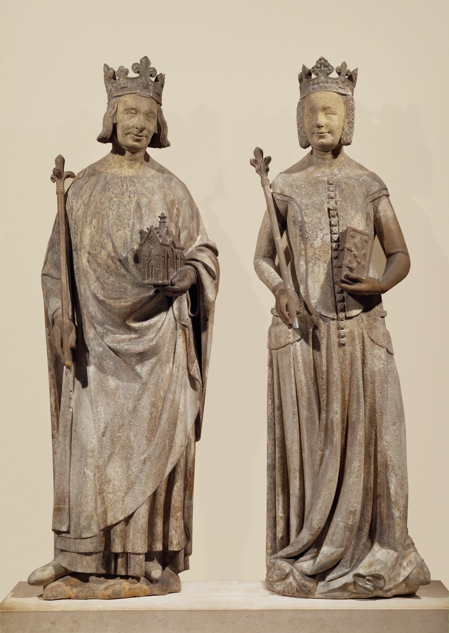 Franske kungen Karl V och Jeanne de Bourbon (sten) av French School