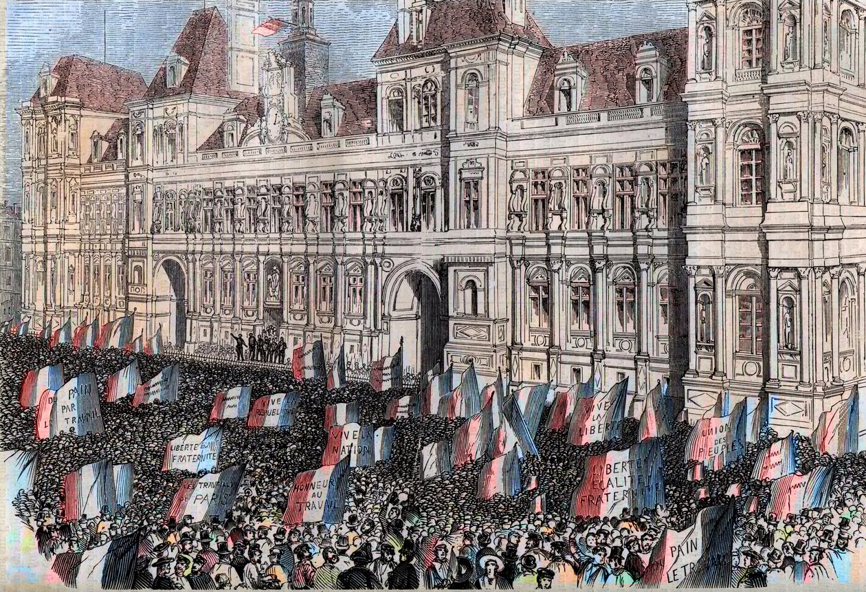 Fransk provisorisk regering 1848 - provisorisk regering 1848 - Valen i april 1848 - Demonstration av arbetarna på Hotel de Ville i Paris (17 mars av French School