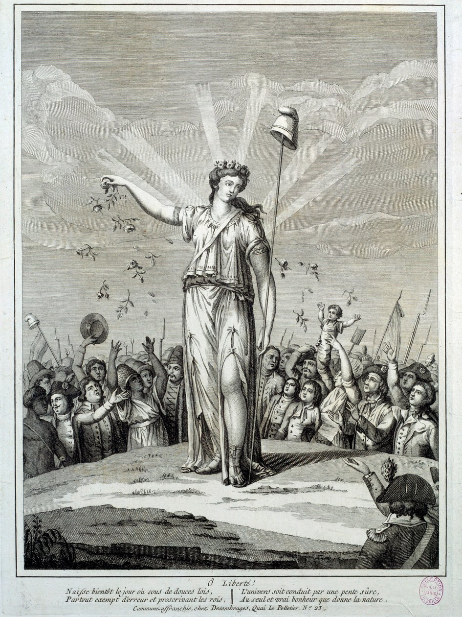Franska revolutionen: "O liberte" Homage to Liberty. Gravyr av 1700-talets Paris, Musee Carnavalet av French School