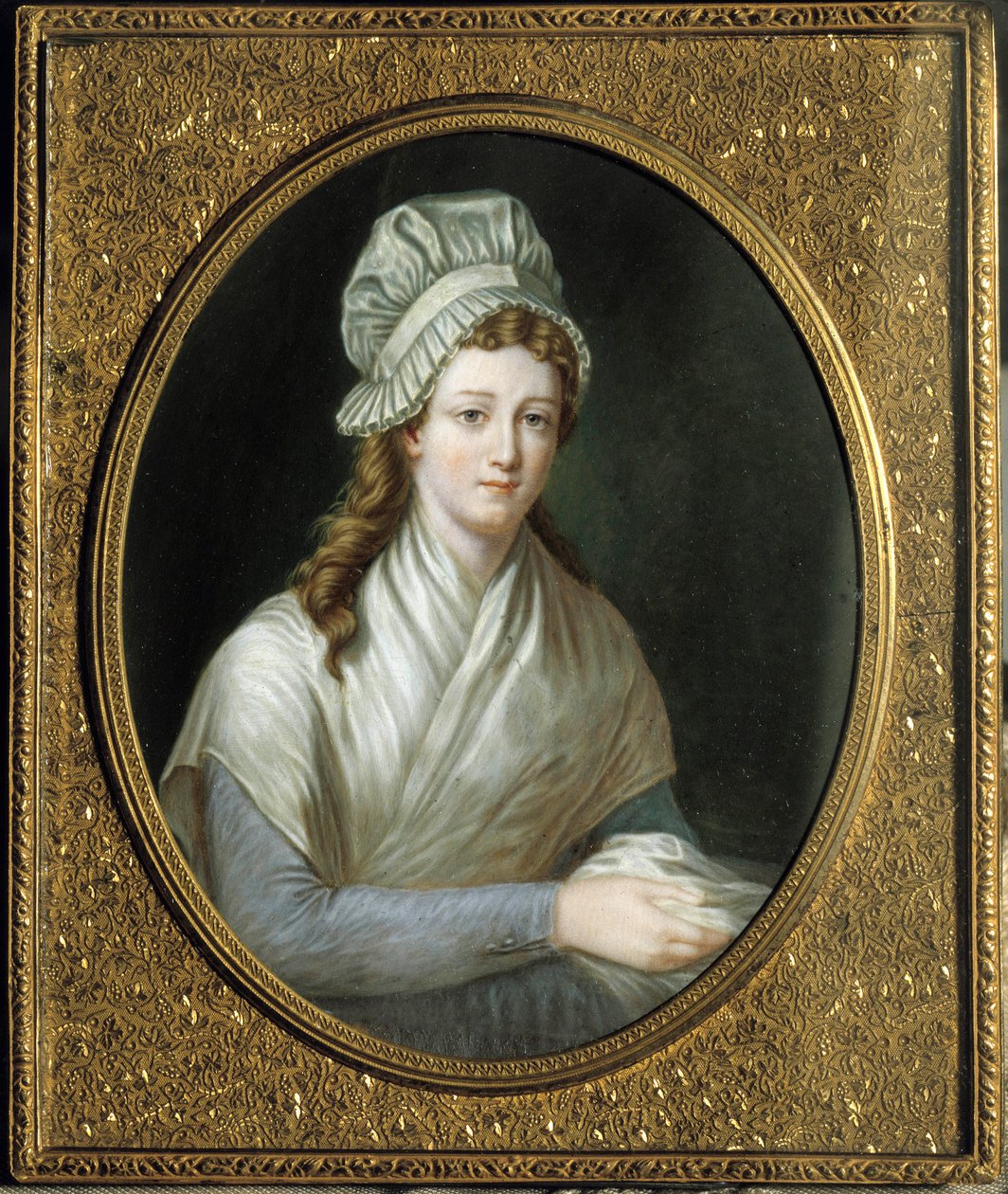 Franska revolutionen: Porträtt av Charlotte Corday (1768 - 1793). Anonym fransk målning av French School