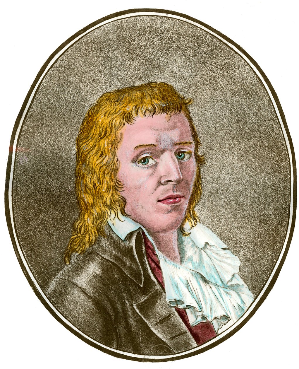 Franska revolutionen: "" Porträtt av Francois Babeuf dit Gracchus (1760-1797) revolutionaire"" Gravyr av 1700-talets privatsamling av French School