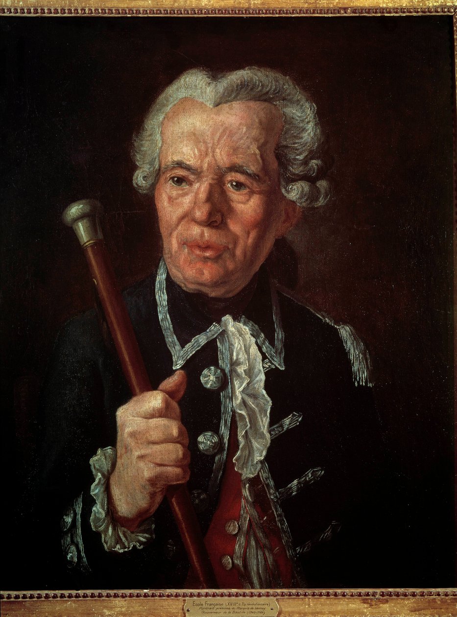 Franska revolutionen: "" Porträtt av markis Bernard Rene (Bernard-Rene) Jordan de Launay (1740-1789), guvernör i Bastiljen"" Målning av den franska skolan. 1700-talet. av French School