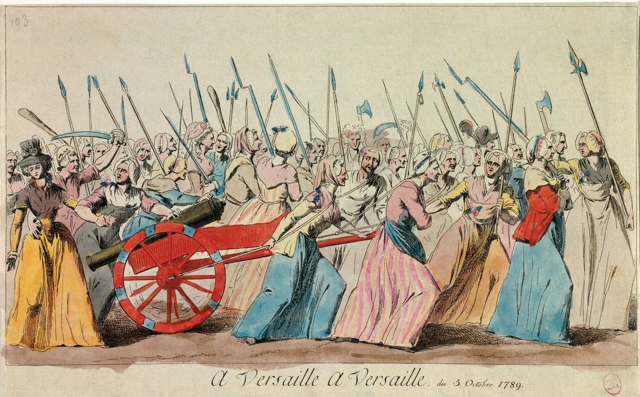 Franska revolutionen: "Kvinnornas marsch i Versailles den 5 oktober av French School