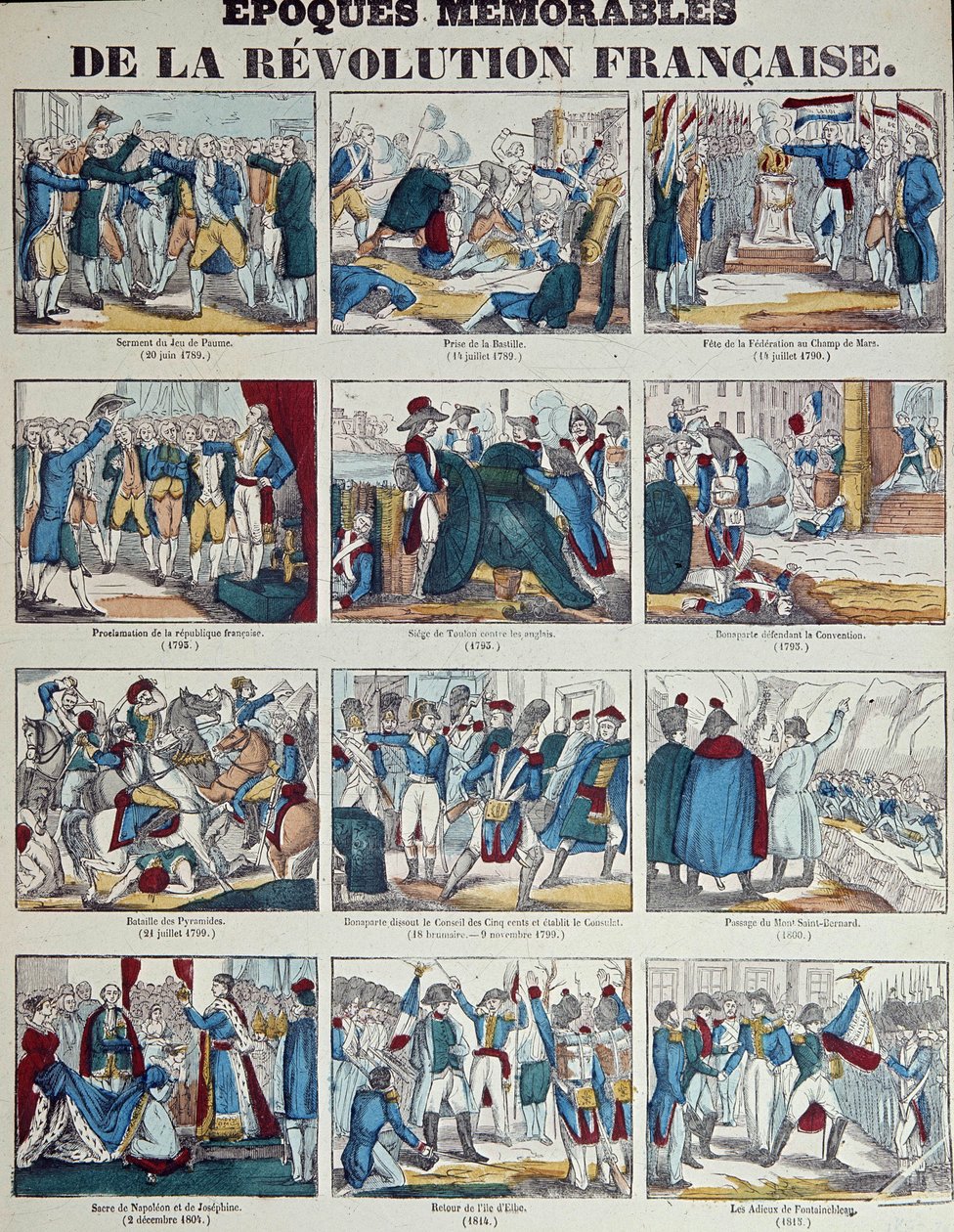Franska revolutionen: platta som handlar om de olika episoderna av den franska revolutionen fram till det första kejsardömet av French School
