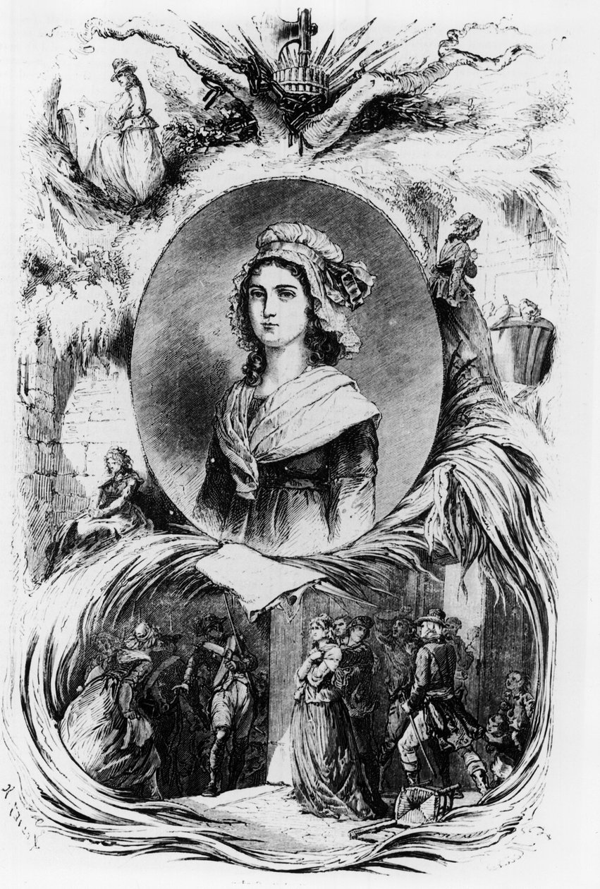 Franska revolutionen: porträtt av Charlotte Corday, v.1793. av French School