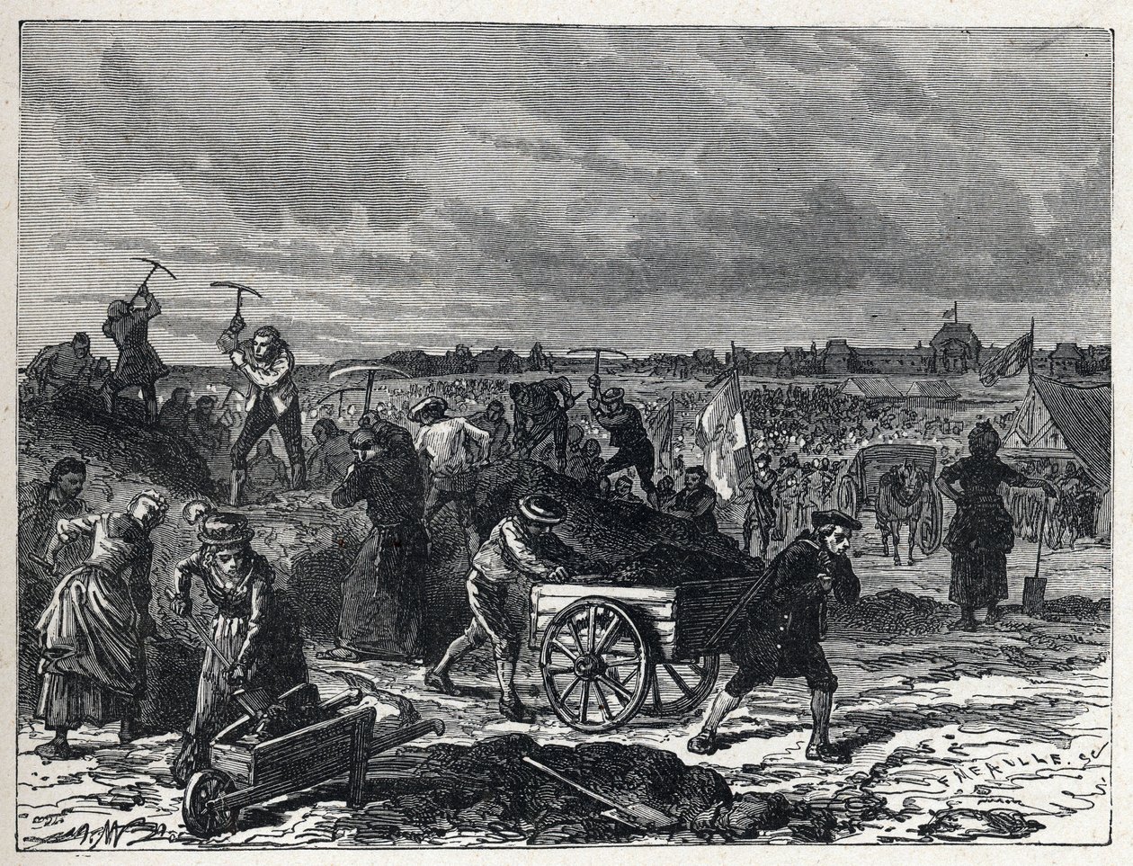 Franska revolutionen: verk av Champs de Mars (Champs-de-Mars) i Paris, för att förbereda för Fete de la Federation 1790. av French School