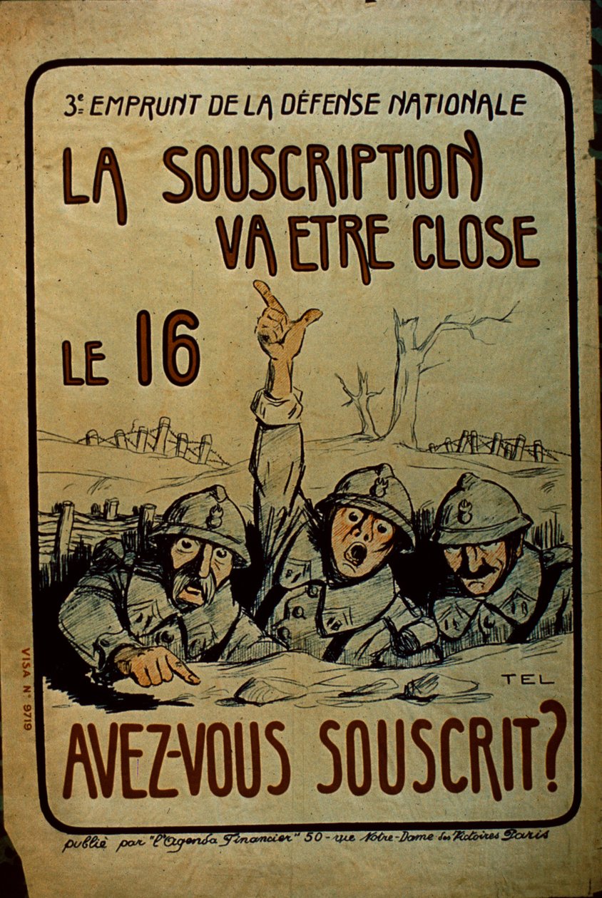 Fransk WWI War Bonds-affisch, 1914-18 av French School
