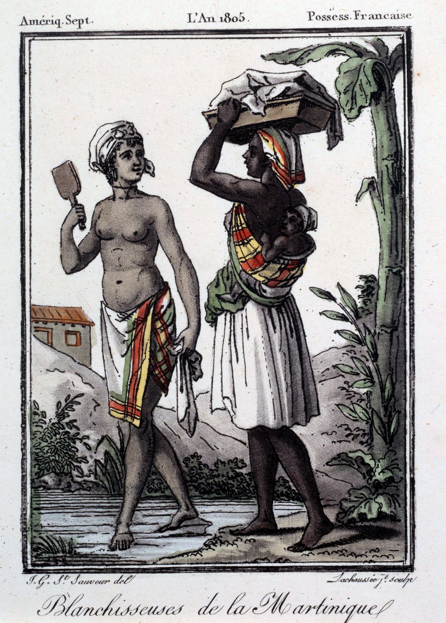 Franska kolonier: blekmedel från Martinique till Västindien. Gravyr från 1805. Chartres, konstmuseet av French School