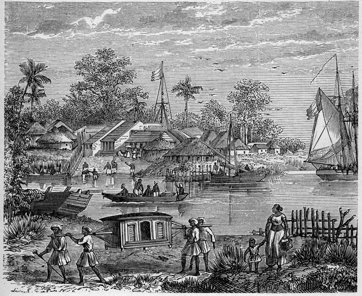 Fransk koloni i Indien: disk av Yanaon, vid mynningen av Godavery av French School