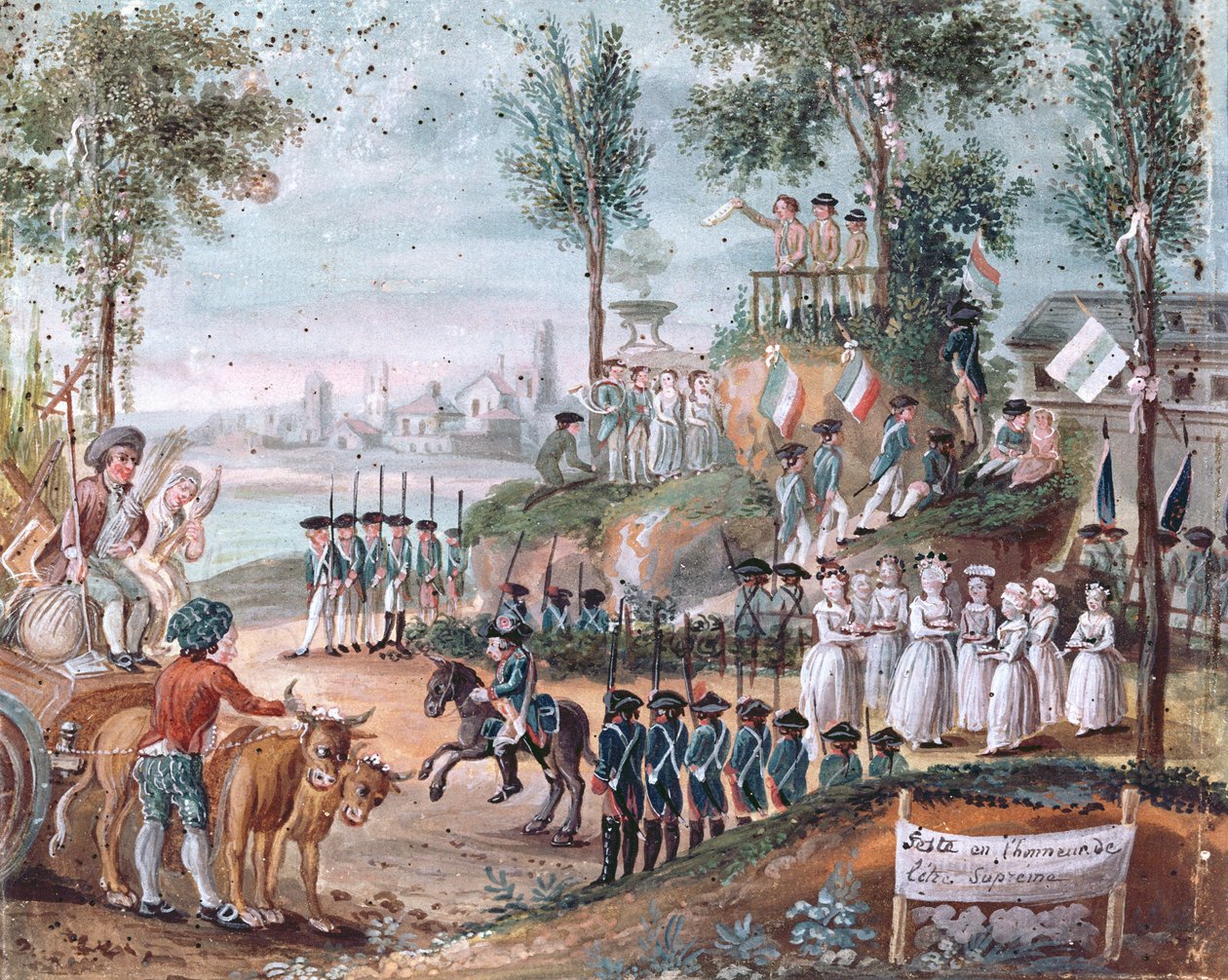 Fransk provinsfestival för den högsta varelsen, 1794 (wc på papper) av French School