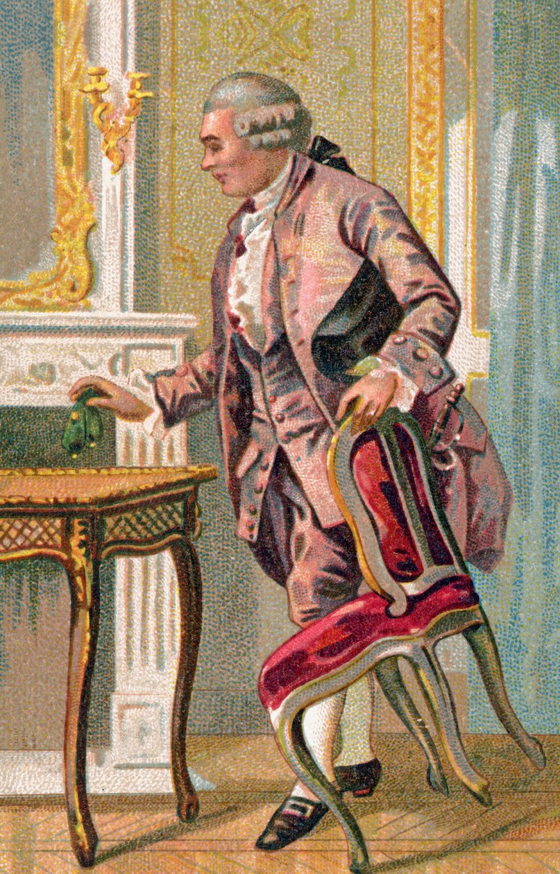 Franske författaren Pierre Augustin Caron de Beaumarchais, ca 1900 (chromo) av French School