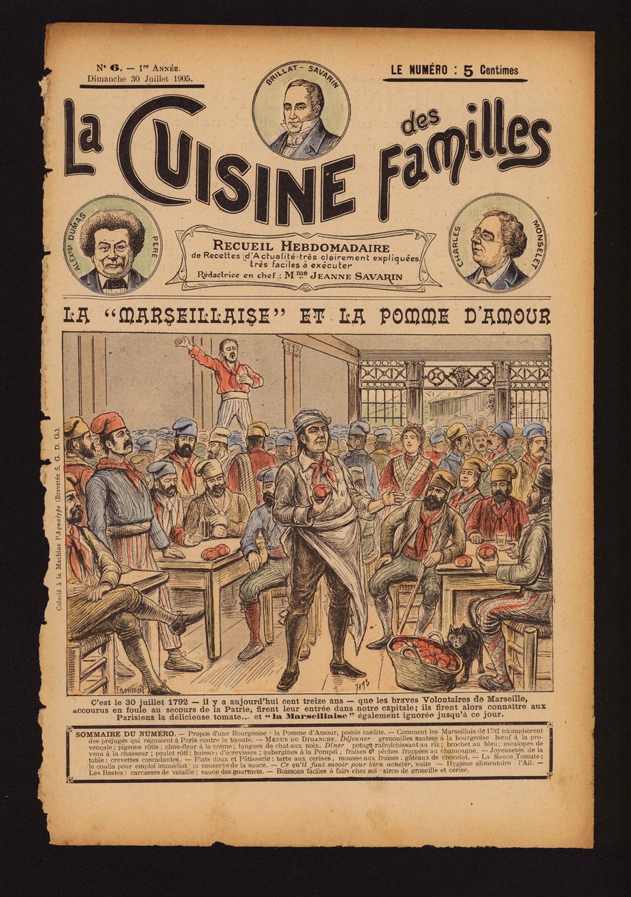 Färska tomater och sång av La Marseillaise, franska revolutionen av French School