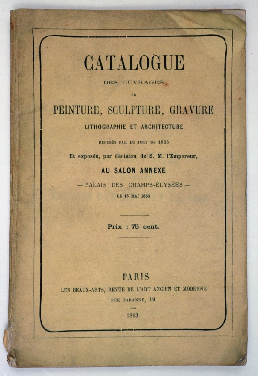 Främre omslaget till katalogen för Salon des Refuses, 1863 av French School