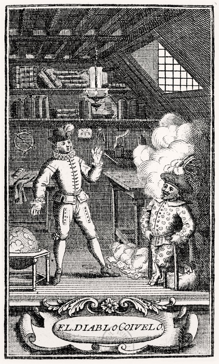 Frontispice av Dubercelle för "Djävulen på två pinnar", c.1787 av French School