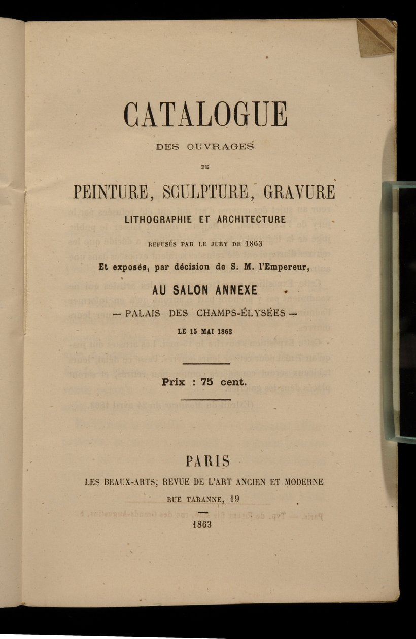 Frontispice för katalogen för Salon des Refuses, 1863 av French School