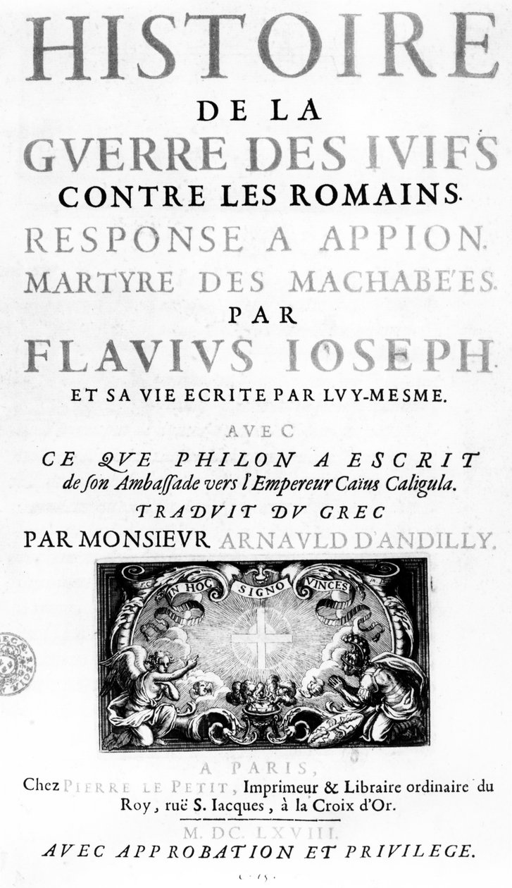 Frontispice of History of the War of the Juds against the Roms, av Flavius ​​​​Josephus, publicerad i Paris, 1688 av French School