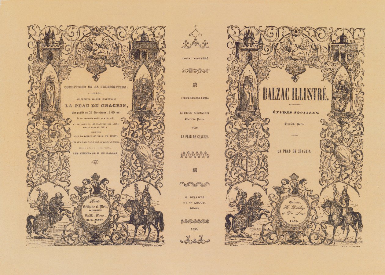 Frontispice av La Peau de Chagrin, från en illustrerad utgåva av verk av Honore de Balzac (1799-1850) av Delloye och Lecou, 1838 av French School