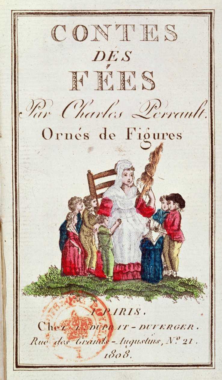 Frontispice till en illustrerad upplaga av Contes des Fees av Charles Perrault (1628-1703) 1808 av French School