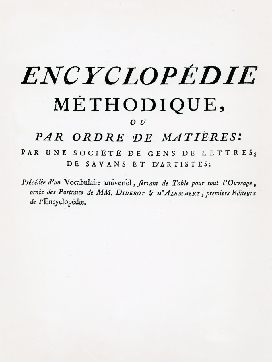 Frontispice to the Methodical Encyclopedia by Order of Subject Matter, redigerad av Denis Diderot och Jean Le Rond DAlembert, publicerad 1782 (tryckt) av French School