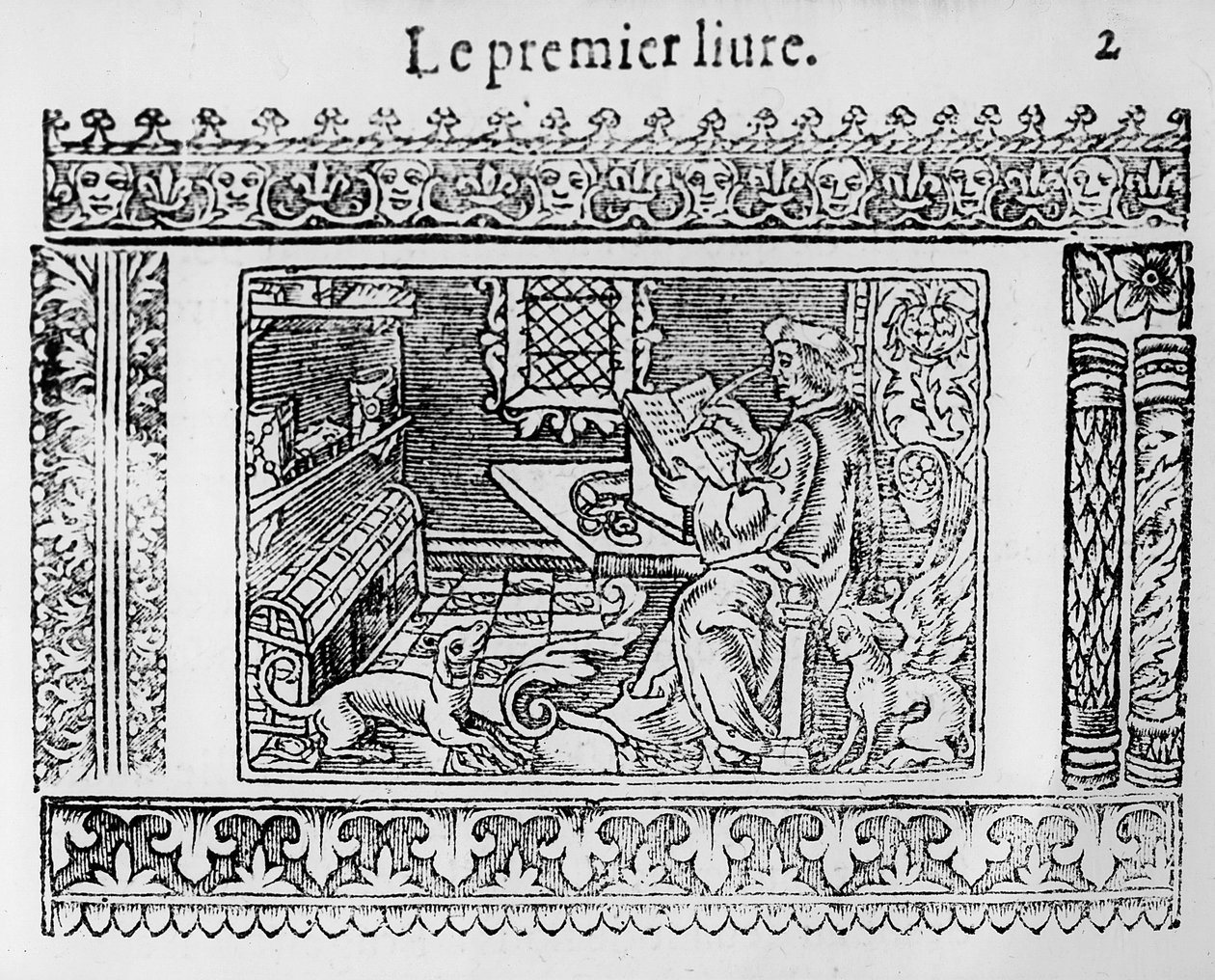 Frontispice till den första boken Utopia av Thomas More (1478-1535) av French School
