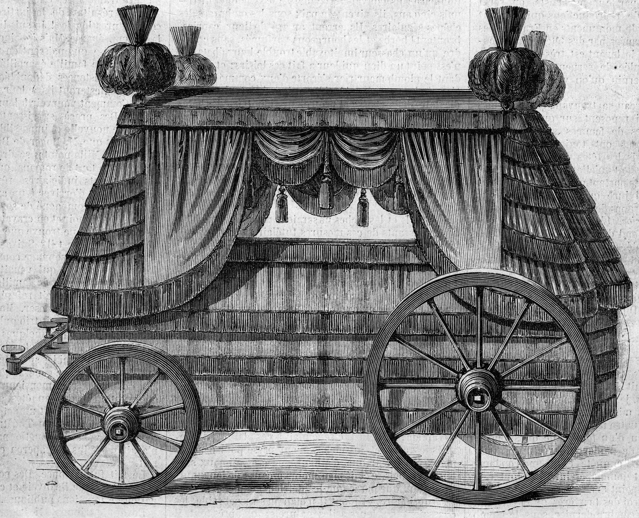 Kejsar Napoleon I:s (1769-1821) begravningsvagn till Saint Helene (Saint Helene) erbjöd drottningen av England Victoria 1:a till Napoleon III 1858. Gravyr i "" Le Monde Illustré"" nr 76 av 25 september 1858. av French School