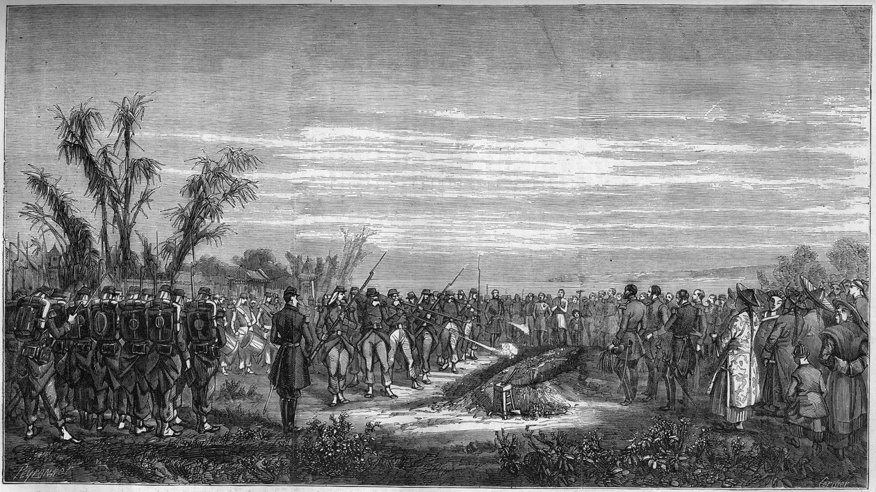 General Edouard Collineaus (1810-1861) begravning i Tsien Tsin (Kina), 15 januari av French School