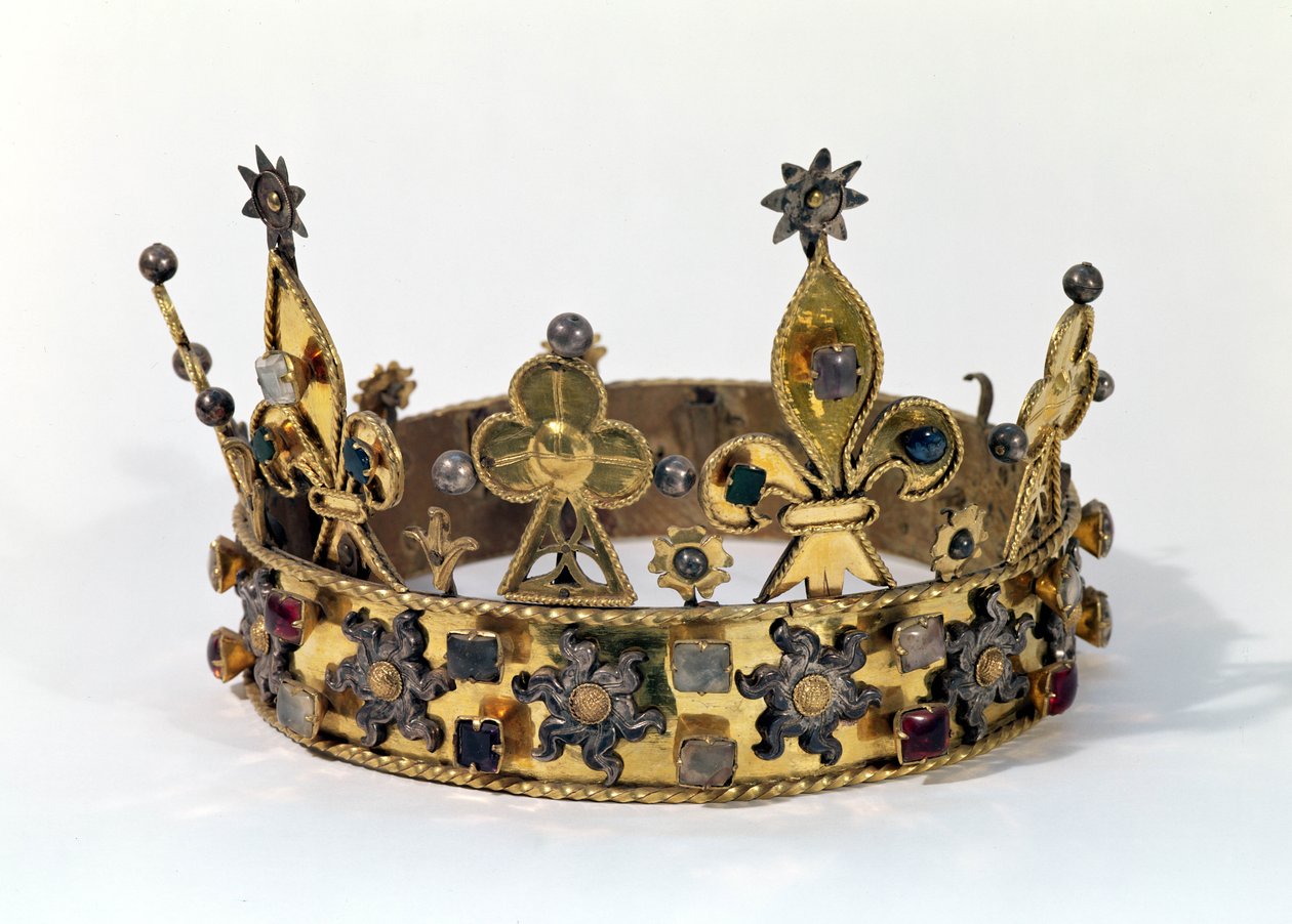 Philippe av Frankrikes begravningskrona (1342-1404) 1404 (guld, pärlor och ädelstenar) av French School