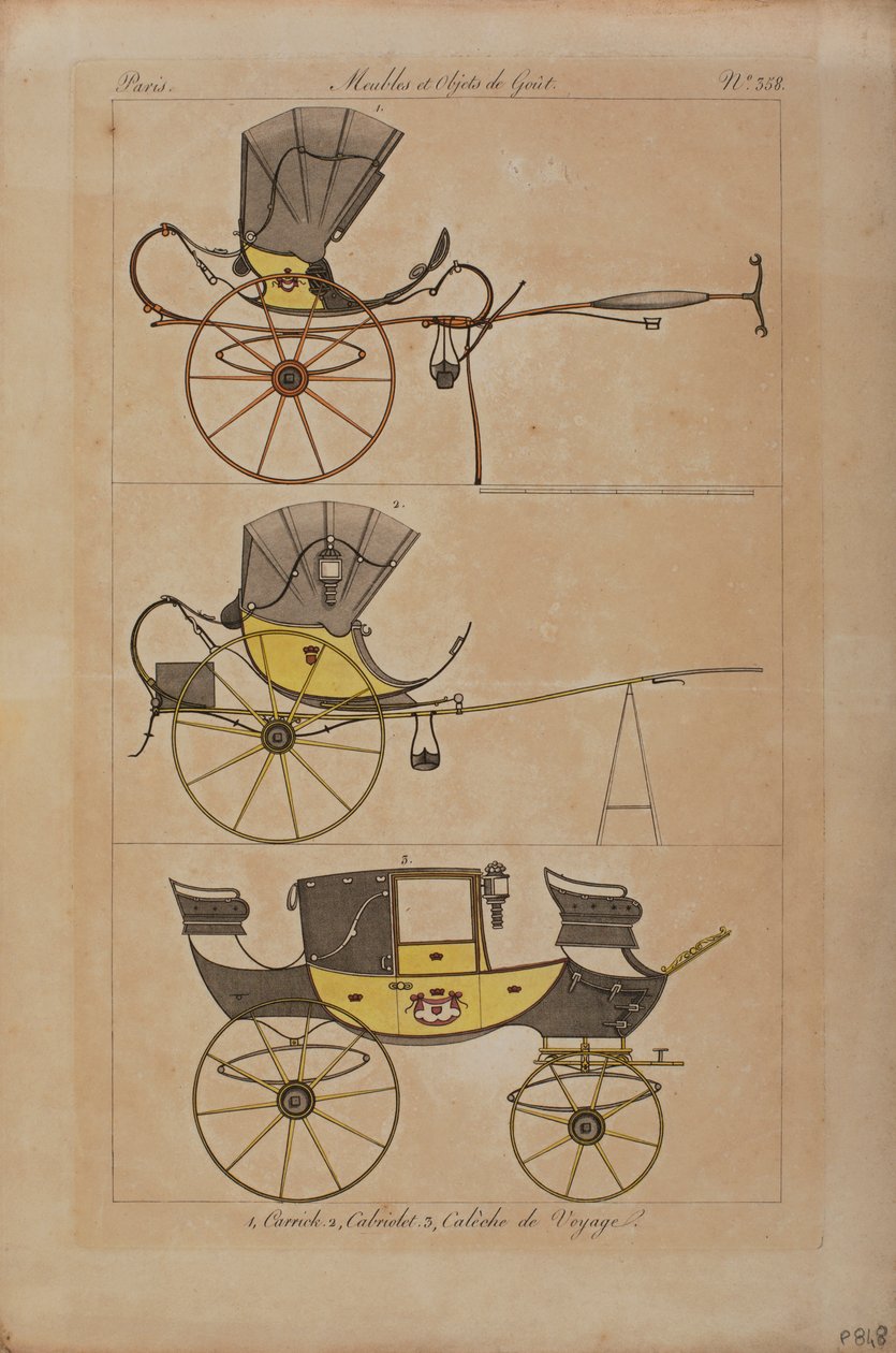 Möbler och smakföremål (färgad gravyr) av French School