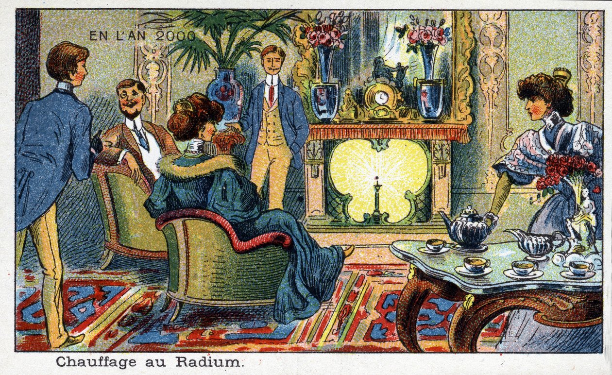 Futuredays: A Nineteenth Century Vision of the Year 2000-serien: Radiumvärme. Kromolitografi av Villemard av French School