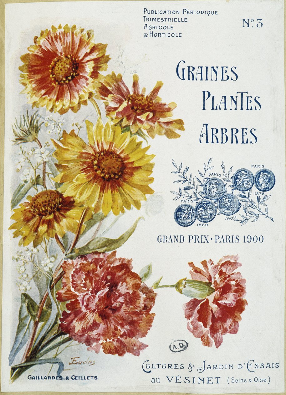 Gaillardes och nejlikor - Omslag till tidningen "Seeds Plants Trees", nr 3 av French School