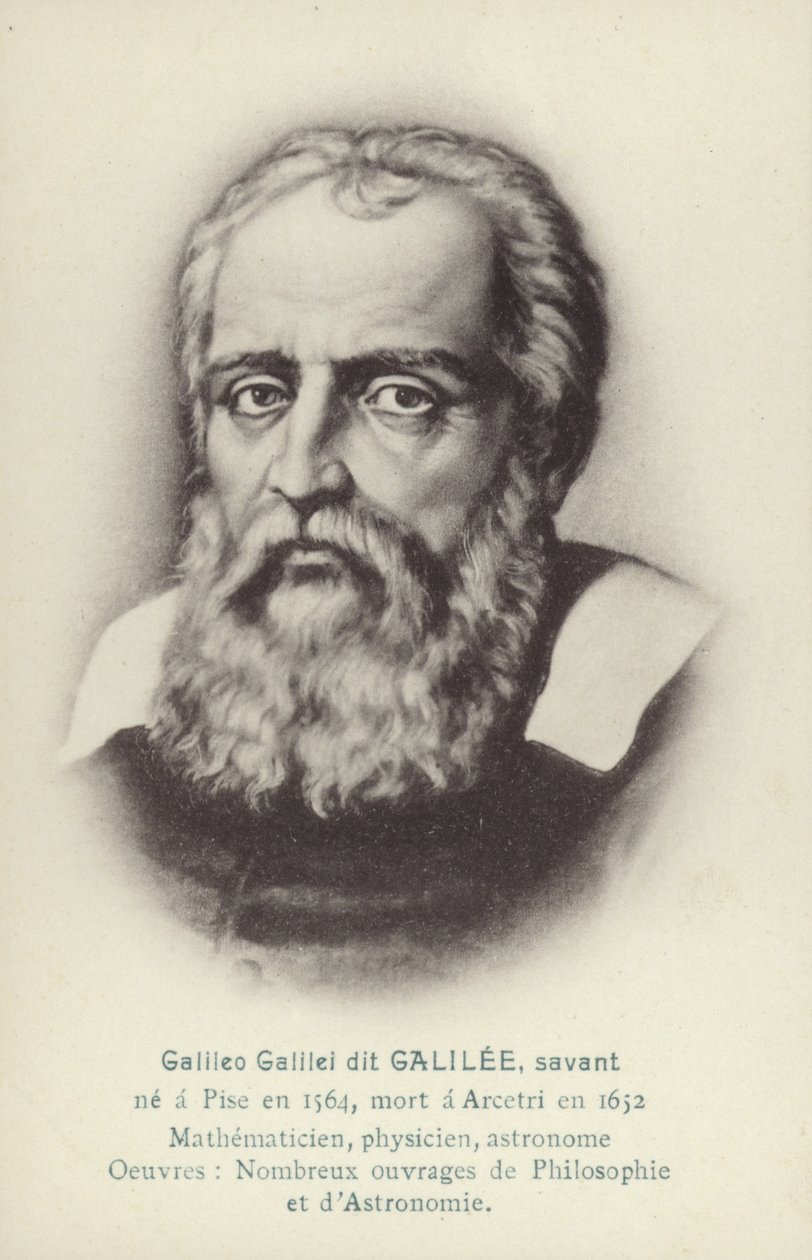 Galileo Galilei (1564-1642), italiensk fysiker, matematiker och astronom (litografi) av French School