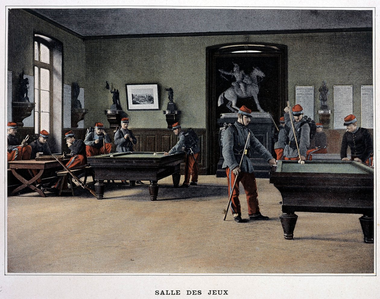 Spelrum: soldater som spelar biljard och från - i "Album militaire"" - infanteri av French School