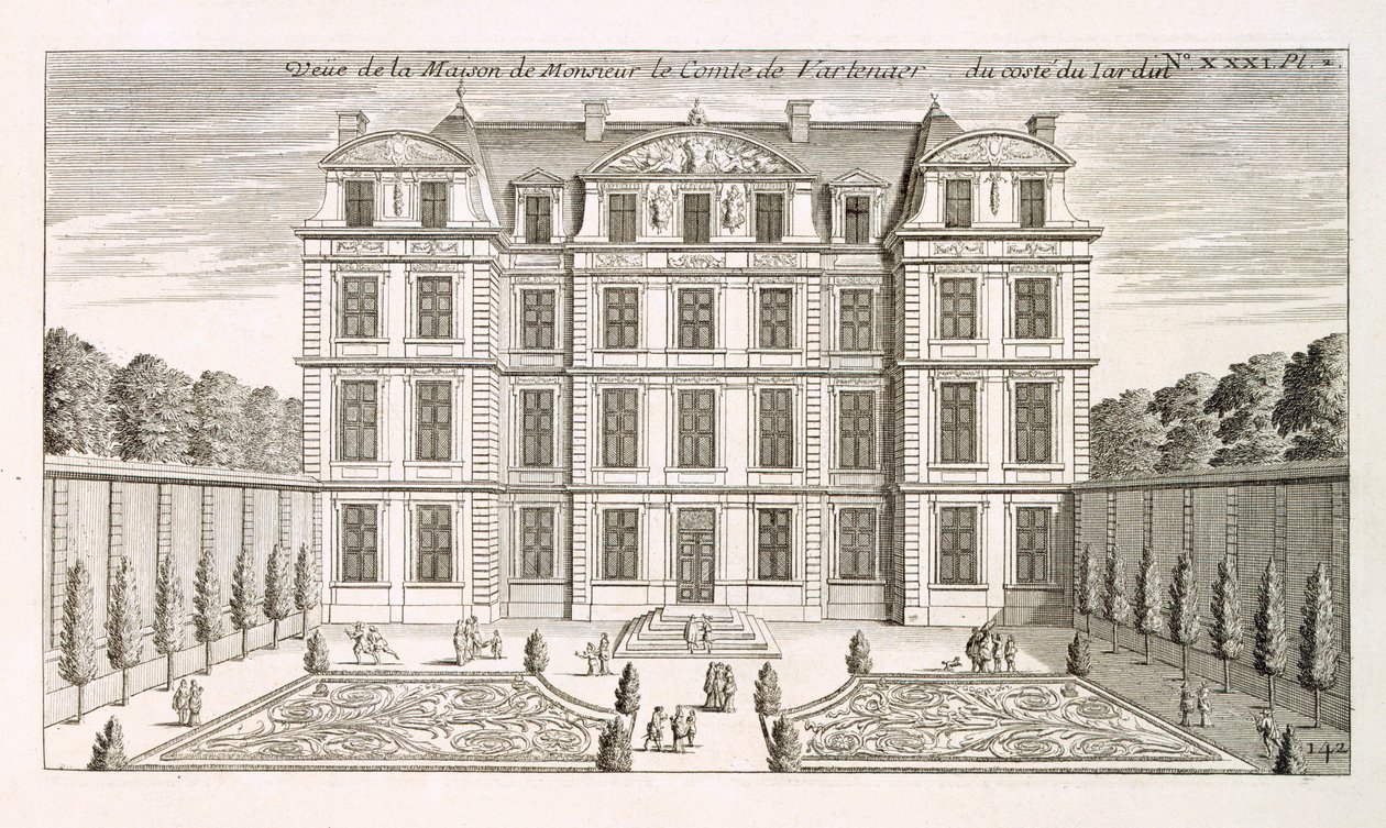 Trädgårdsförhöjning av greve Vartenaers hus, ca 1720-talet av French School