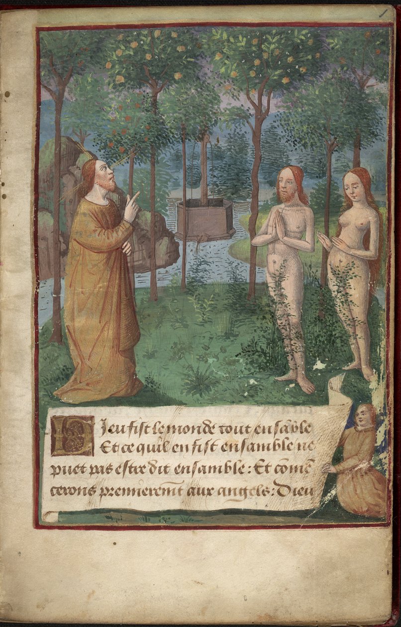 Edens trädgård, Lägg till MS 26667, f.1r, Chronique Universelle av French School