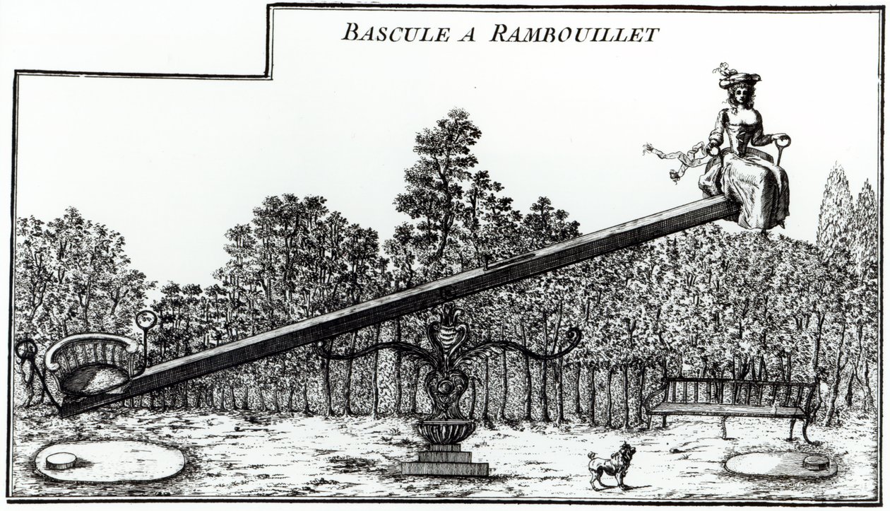 Trädgårdssåg vid Rambouillet, från Details des Nouveaux Jardins a la Mode av George Louis le Rouge, publicerad 1775-78 av French School