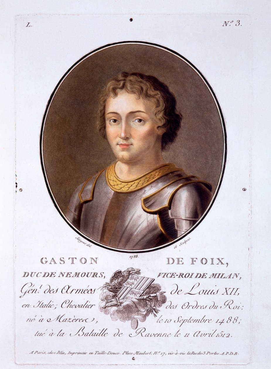 Gaston de Foix, Duc de Nemours, från Portraits of Great Men, Illustrious Women, and Memorable Subjects of France, publicerad 1787-92 av French School