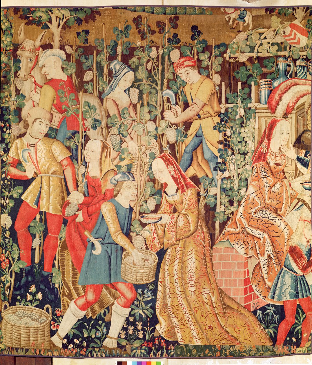 Insamling av druvor, detalj av The Grape Harvest av French School
