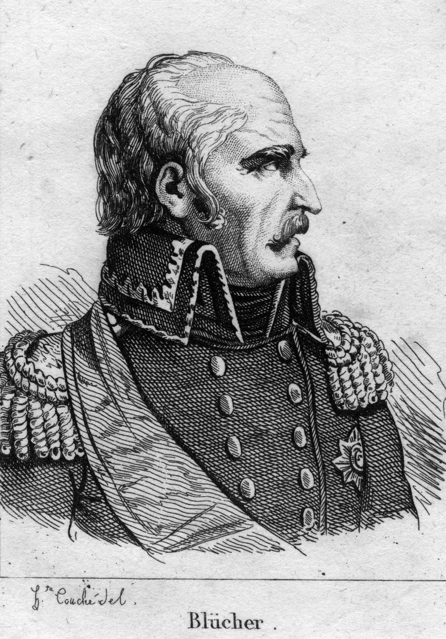 Gebhard Leberecht, prins Blucher von Wahlstatt (1742-1819), preussisk marek. Gravyr av 1800-talet. av French School