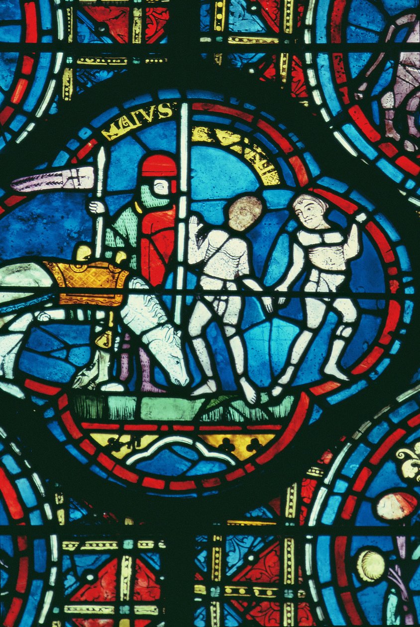Tvillingarna och maj, från Zodiacfönstret, 1200-talet av French School