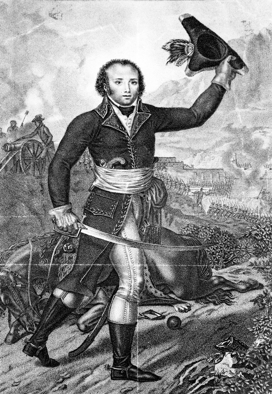 General Alexandre Dumas i fransk republikansk uniform på slagfältet, c.1797 av French School