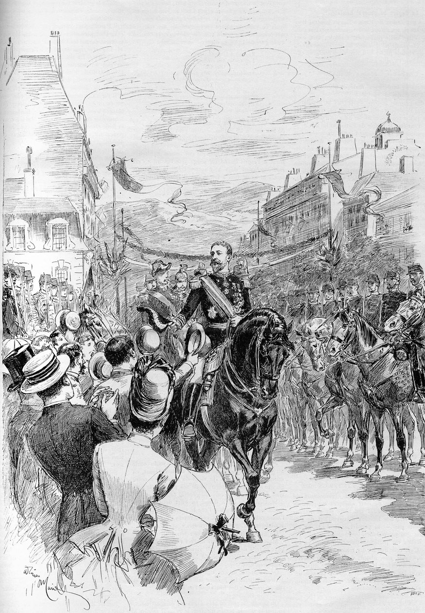 General Boulanger gick officiellt in i Clermont Ferrand (Clermont-Ferrand) 1887. av French School