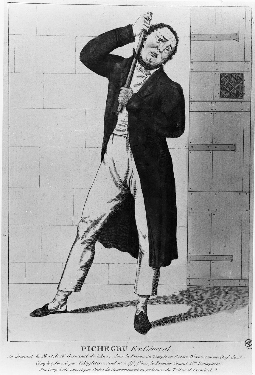 General Charles Pichegru (1761-1804) stryper sig själv i templet av French School