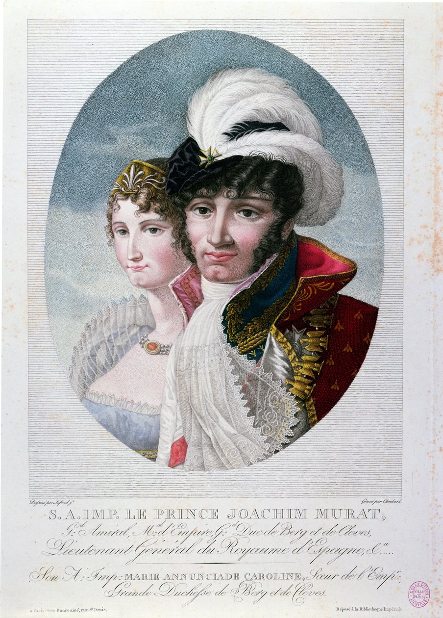 General Joachim Murat (ca 1767-1815) och hans fru Caroline Bonaparte (1782-1839) av French School
