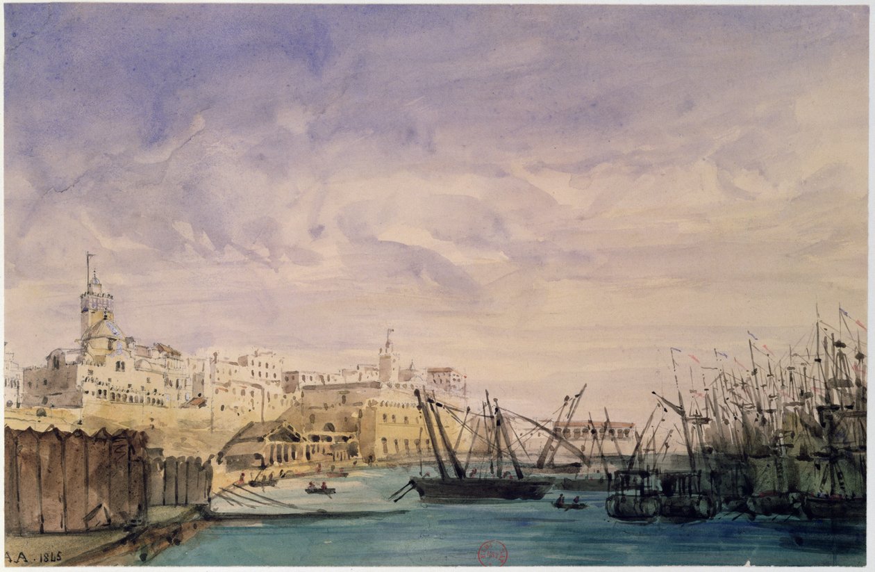 General View of Algiers, 1845 (wc på papper) av French School