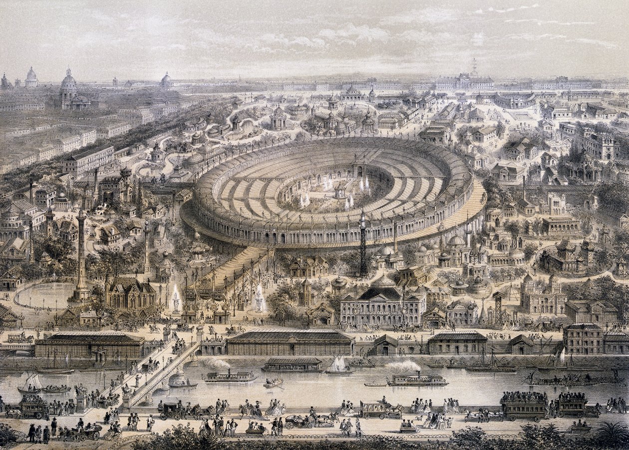 Allmän bild av Exposition Universelle 1867, tagen från Trocadero-kullen, Paris, 1867 av French School